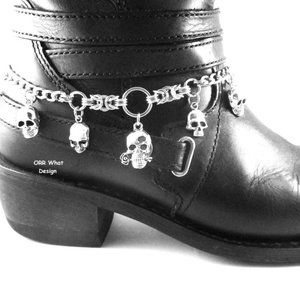 Skulls O Ring Boot Chain Link Jewelry Men Women Grunge Boho Gothic Biker Unisex